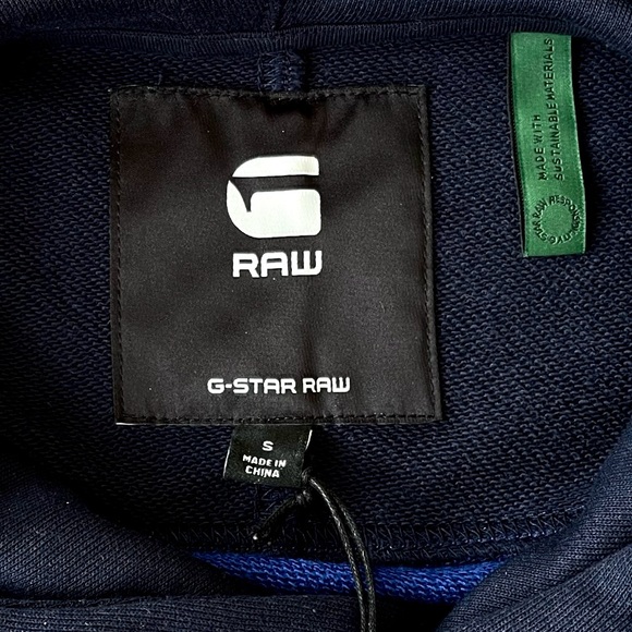 G-Star Raw 89 Logo Block Hoodie, Blue, Loose Fit, Men’s Size Small - Picture 7 of 9